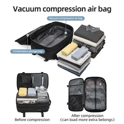 Ultimate Men’s Travel Backpack: Vacuum Compression Laptop Backpack with 17-Inch Capacity for School, Hiking, and Business Adventures