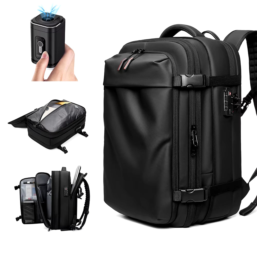 Ultimate Men’s Travel Backpack: Vacuum Compression Laptop Backpack with 17-Inch Capacity for School, Hiking, and Business Adventures