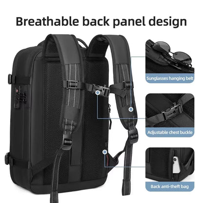 Ultimate Men’s Travel Backpack: Vacuum Compression Laptop Backpack with 17-Inch Capacity for School, Hiking, and Business Adventures